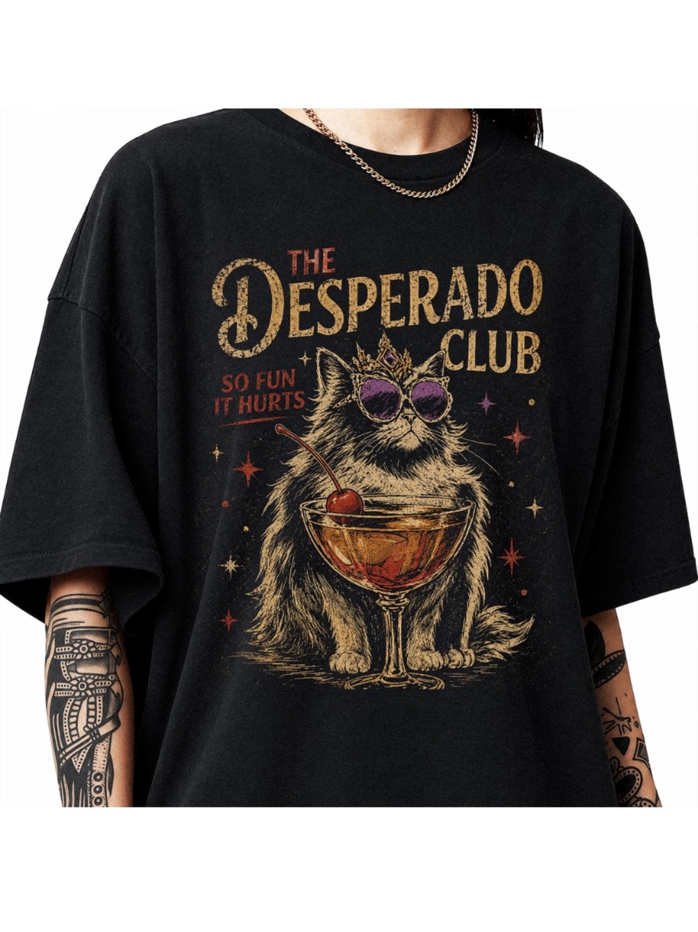 Comfort Colors Black 'The Desperado Club' Cat Graphic Tee